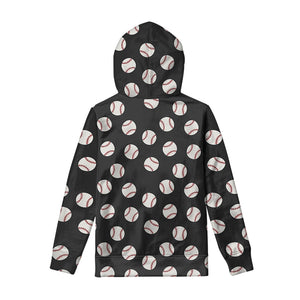 Black Baseball Pattern Print Pullover Hoodie