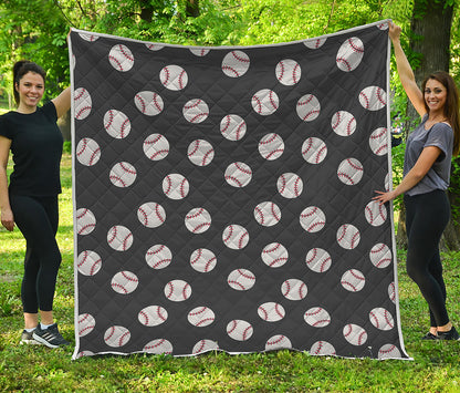 Black Baseball Pattern Print Quilt