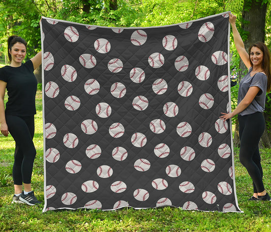 Black Baseball Pattern Print Quilt