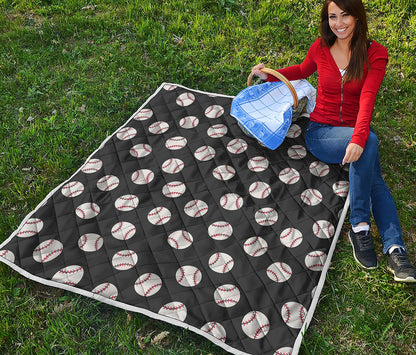 Black Baseball Pattern Print Quilt