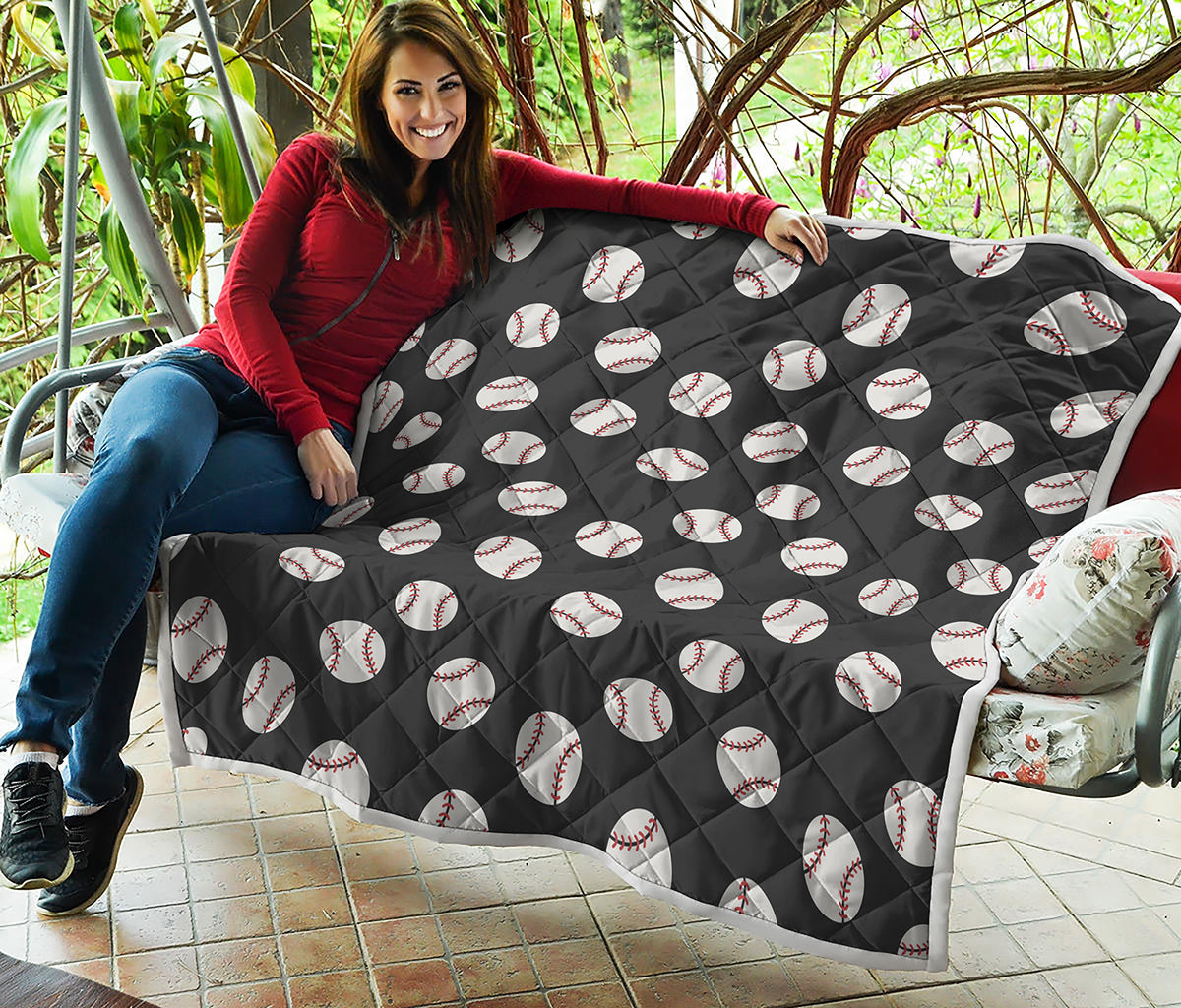 Black Baseball Pattern Print Quilt