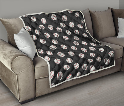 Black Baseball Pattern Print Quilt