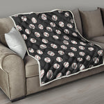 Black Baseball Pattern Print Quilt
