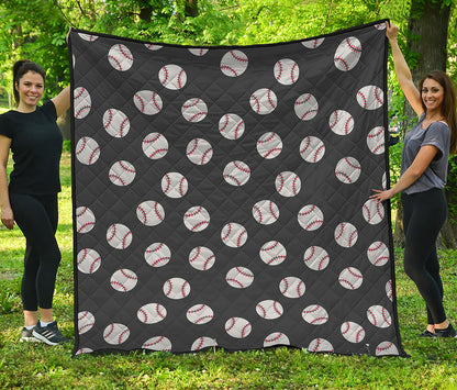 Black Baseball Pattern Print Quilt