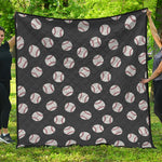 Black Baseball Pattern Print Quilt