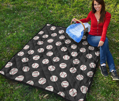 Black Baseball Pattern Print Quilt