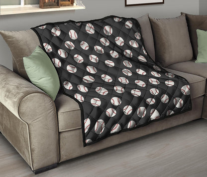 Black Baseball Pattern Print Quilt