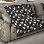 Black Baseball Pattern Print Quilt