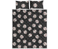 Black Baseball Pattern Print Quilt Bed Set