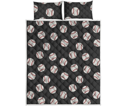 Black Baseball Pattern Print Quilt Bed Set