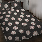 Black Baseball Pattern Print Quilt Bed Set