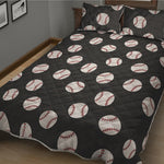 Black Baseball Pattern Print Quilt Bed Set
