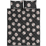 Black Baseball Pattern Print Quilt Bed Set