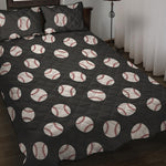 Black Baseball Pattern Print Quilt Bed Set
