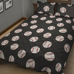 Black Baseball Pattern Print Quilt Bed Set