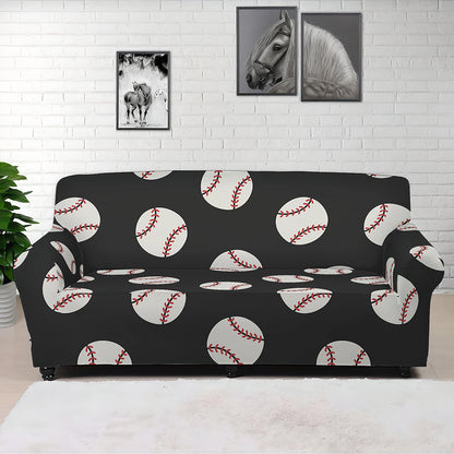 Black Baseball Pattern Print Sofa Cover