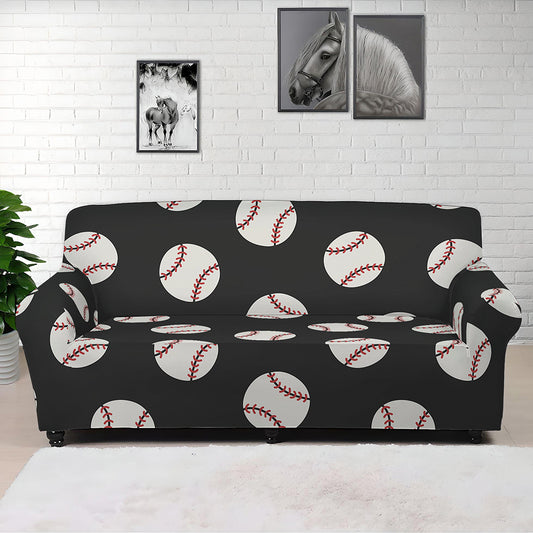 Black Baseball Pattern Print Sofa Cover