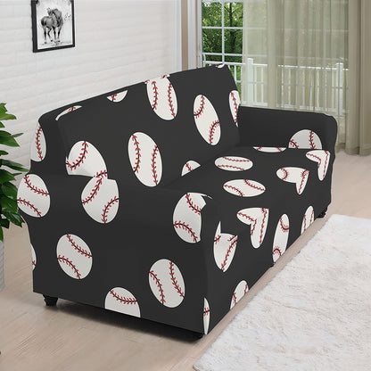Black Baseball Pattern Print Sofa Cover