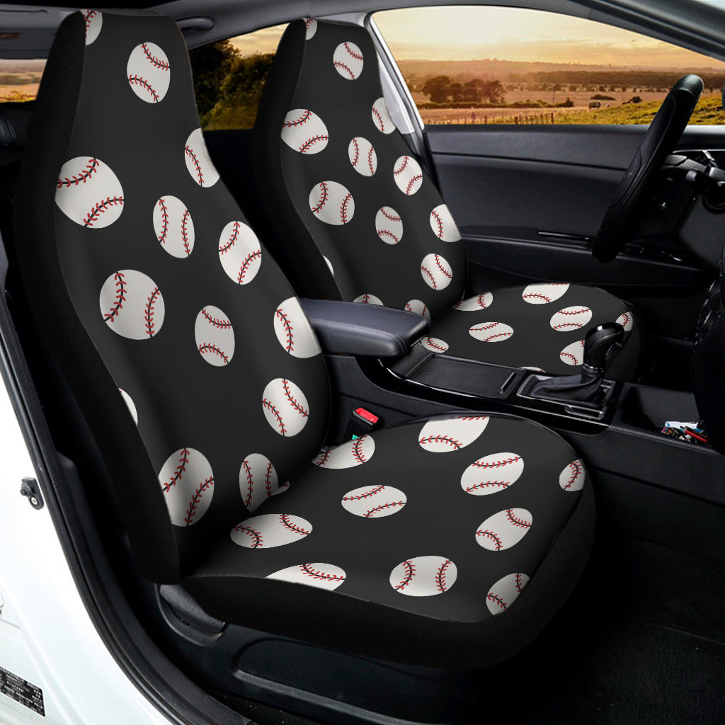 Black Baseball Pattern Print Universal Fit Car Seat Covers