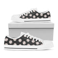 Black Baseball Pattern Print White Low Top Sneakers