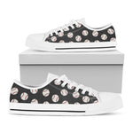 Black Baseball Pattern Print White Low Top Shoes