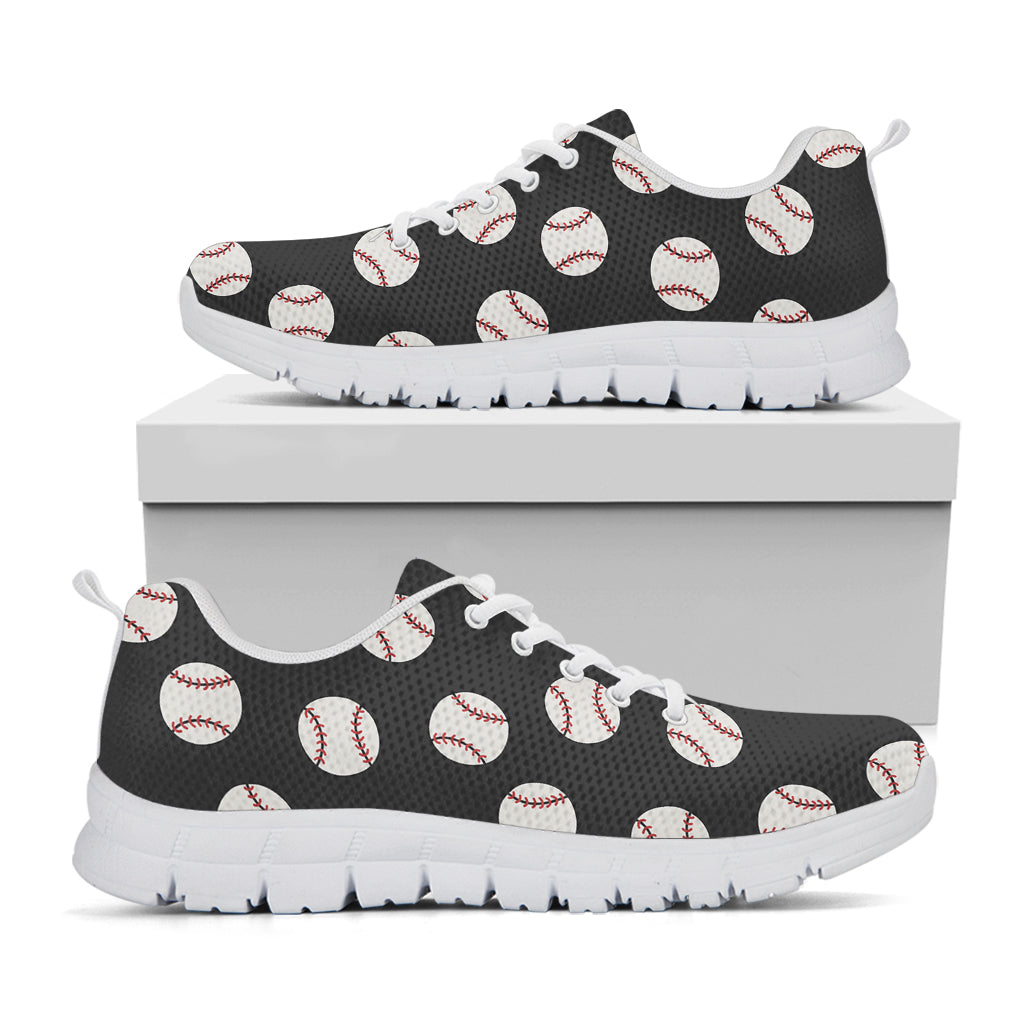 Black Baseball Pattern Print White Sneakers