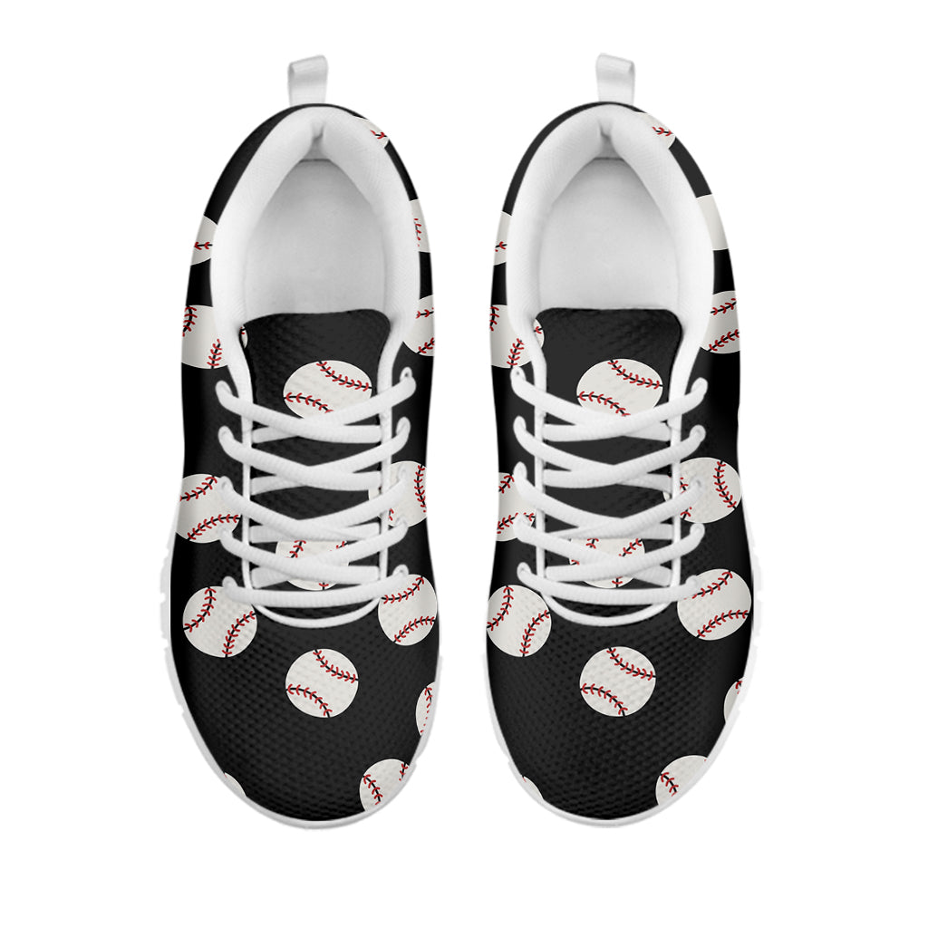 Black Baseball Pattern Print White Sneakers