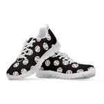 Black Baseball Pattern Print White Sneakers