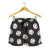 Black Baseball Pattern Print Women's Shorts