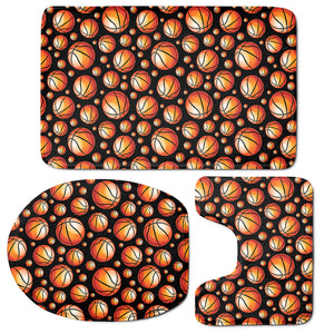 Black Basketball Pattern Print 3 Piece Bath Mat Set