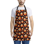 Black Basketball Pattern Print Apron