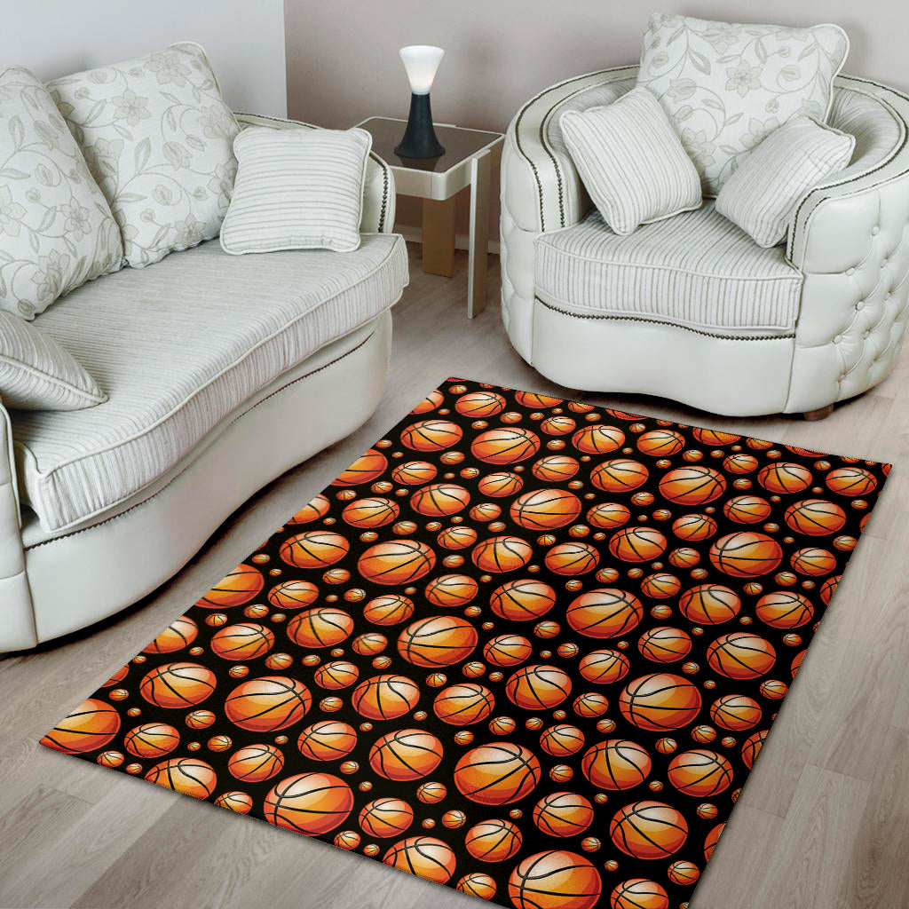 Black Basketball Pattern Print Area Rug