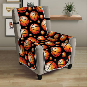Black Basketball Pattern Print Armchair Protector