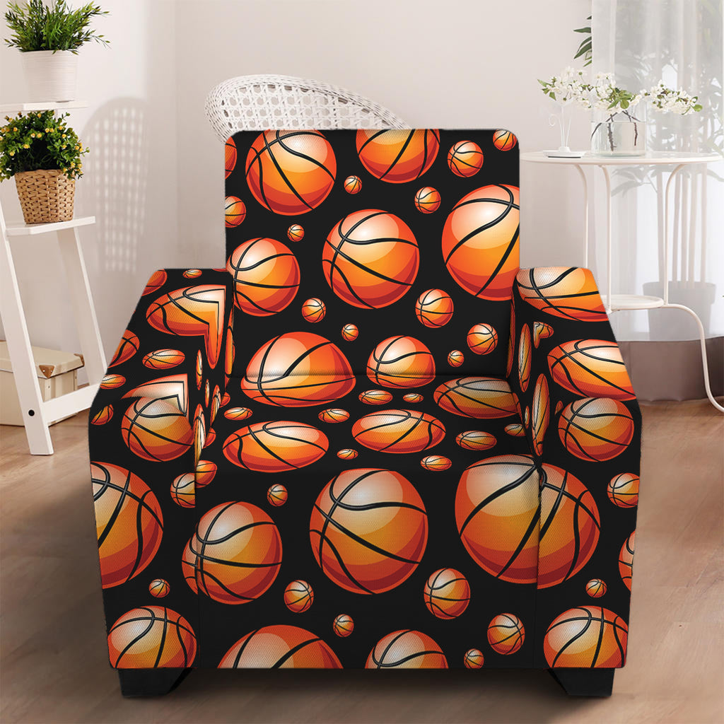 Black Basketball Pattern Print Armchair Slipcover