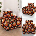 Black Basketball Pattern Print Armchair Slipcover