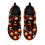 Black Basketball Pattern Print Black Sneakers