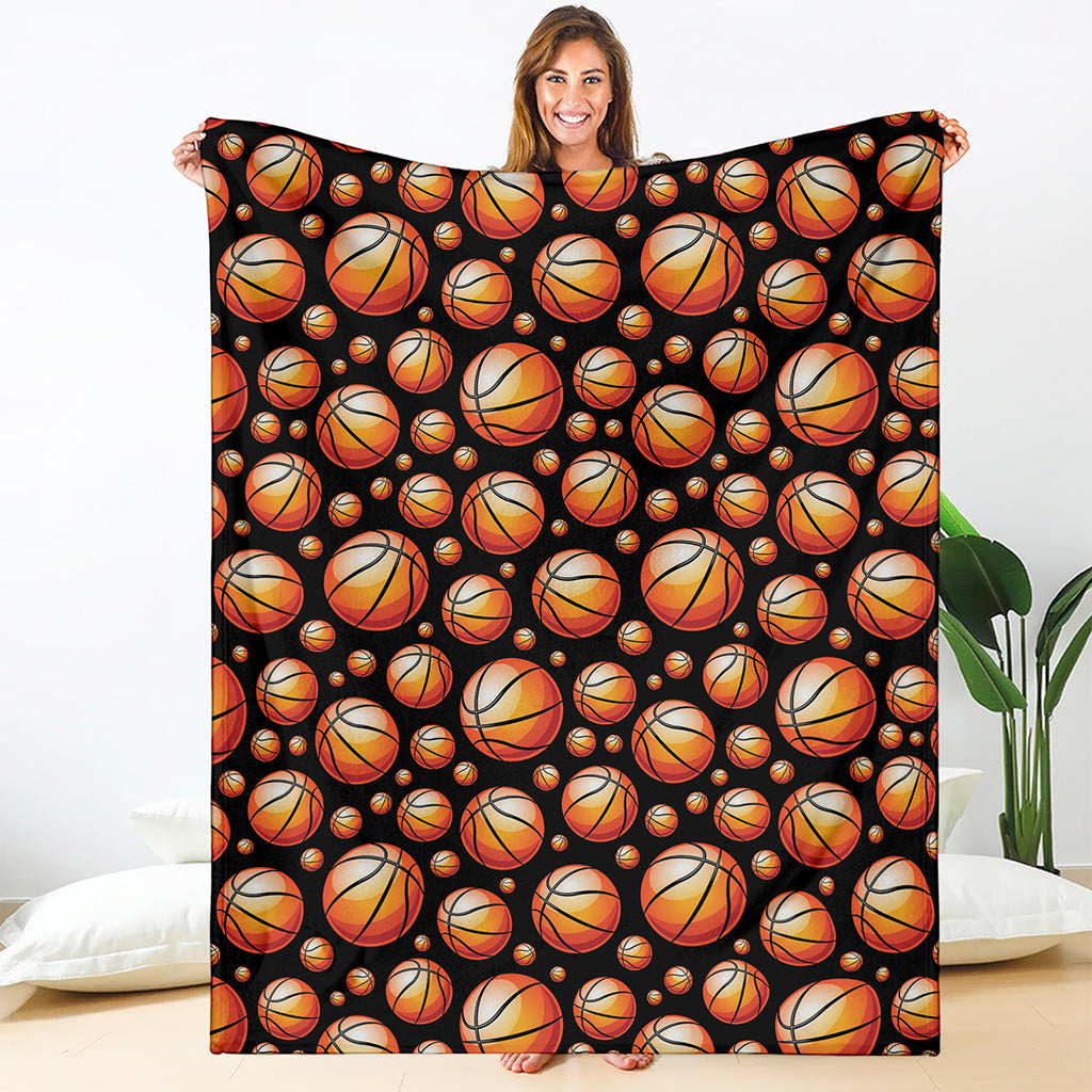 Black Basketball Pattern Print Blanket