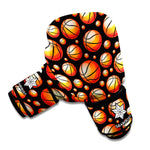 Black Basketball Pattern Print Boxing Gloves