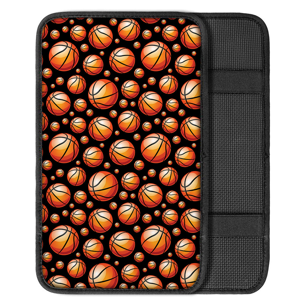 Black Basketball Pattern Print Car Center Console Cover