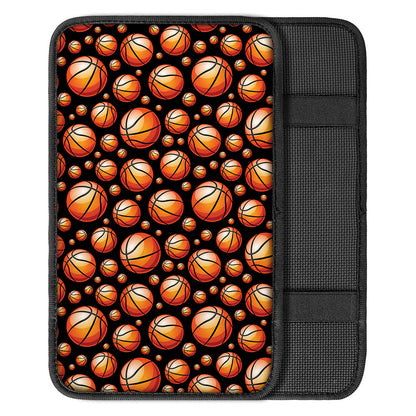 Black Basketball Pattern Print Car Center Console Cover