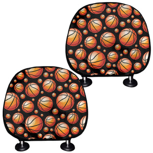 Black Basketball Pattern Print Car Headrest Covers