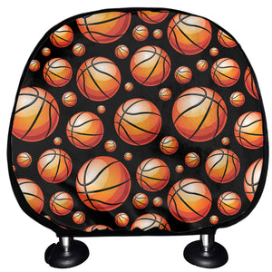 Black Basketball Pattern Print Car Headrest Covers