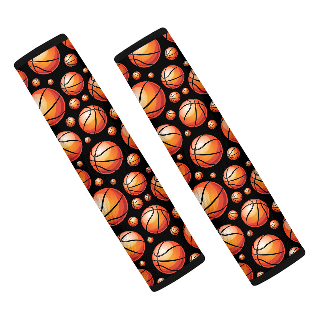 Black Basketball Pattern Print Car Seat Belt Covers