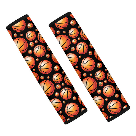 Black Basketball Pattern Print Car Seat Belt Covers