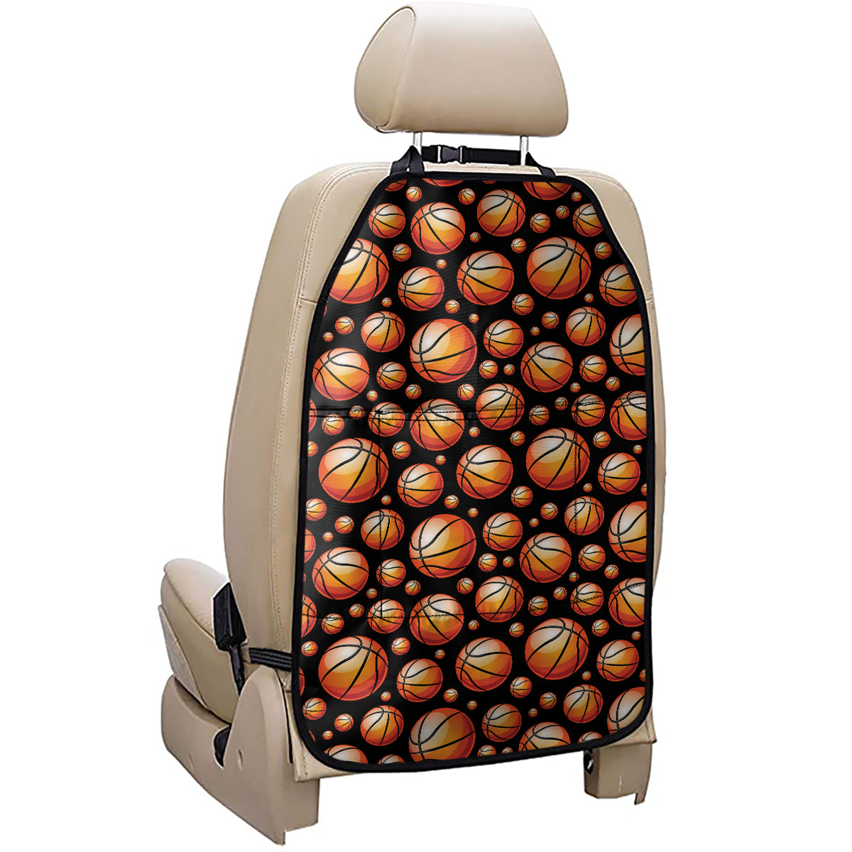 Black Basketball Pattern Print Car Seat Organizers