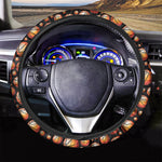 Black Basketball Pattern Print Car Steering Wheel Cover