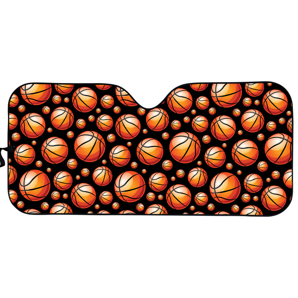 Black Basketball Pattern Print Car Sun Shade