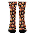 Black Basketball Pattern Print Crew Socks