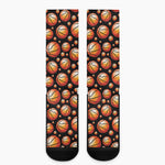 Black Basketball Pattern Print Crew Socks