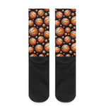 Black Basketball Pattern Print Crew Socks